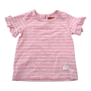 Girls 7 For All Mankind Pink Striped Shirt with Flutter Sleeves size 2T